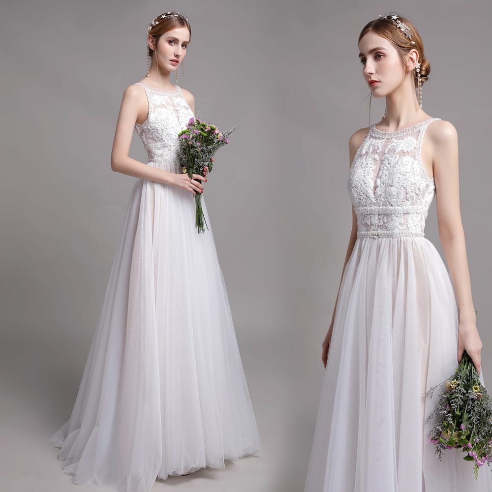 pearl, beach wedding dresses, lace flower and simple