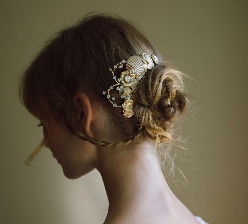 seashell hair clip, hairpins, bridal accessories and ocean theme