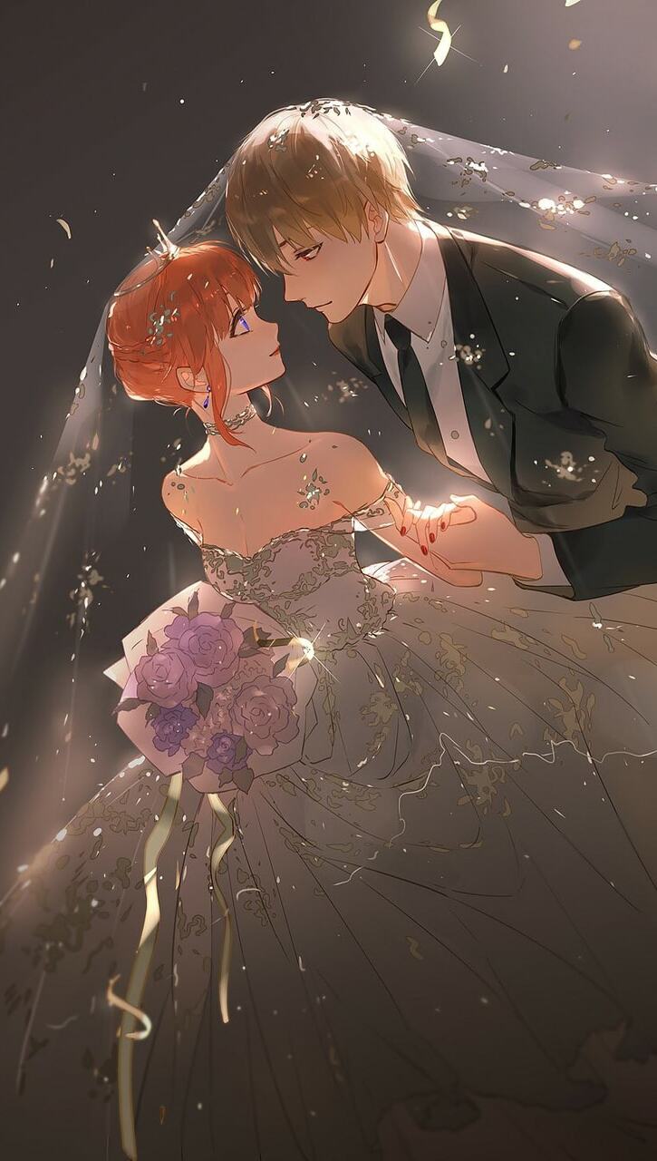 anime boy, love, bride and cute