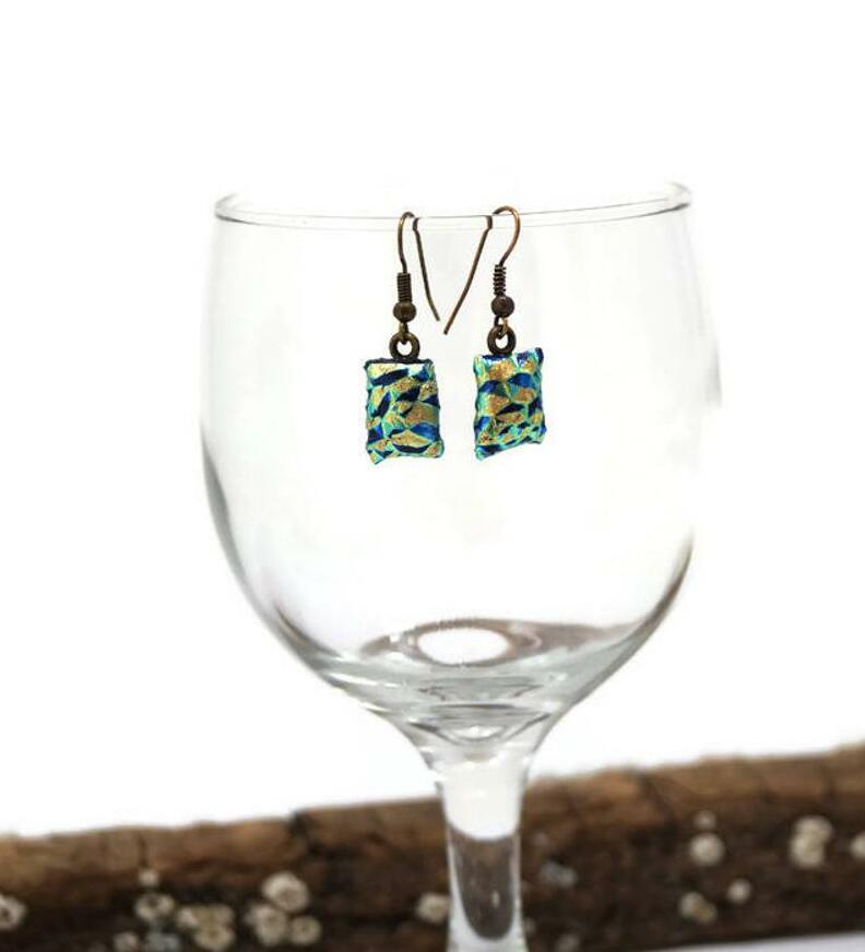 boho jewelry, wedding earrings, etsy and dichroic glass