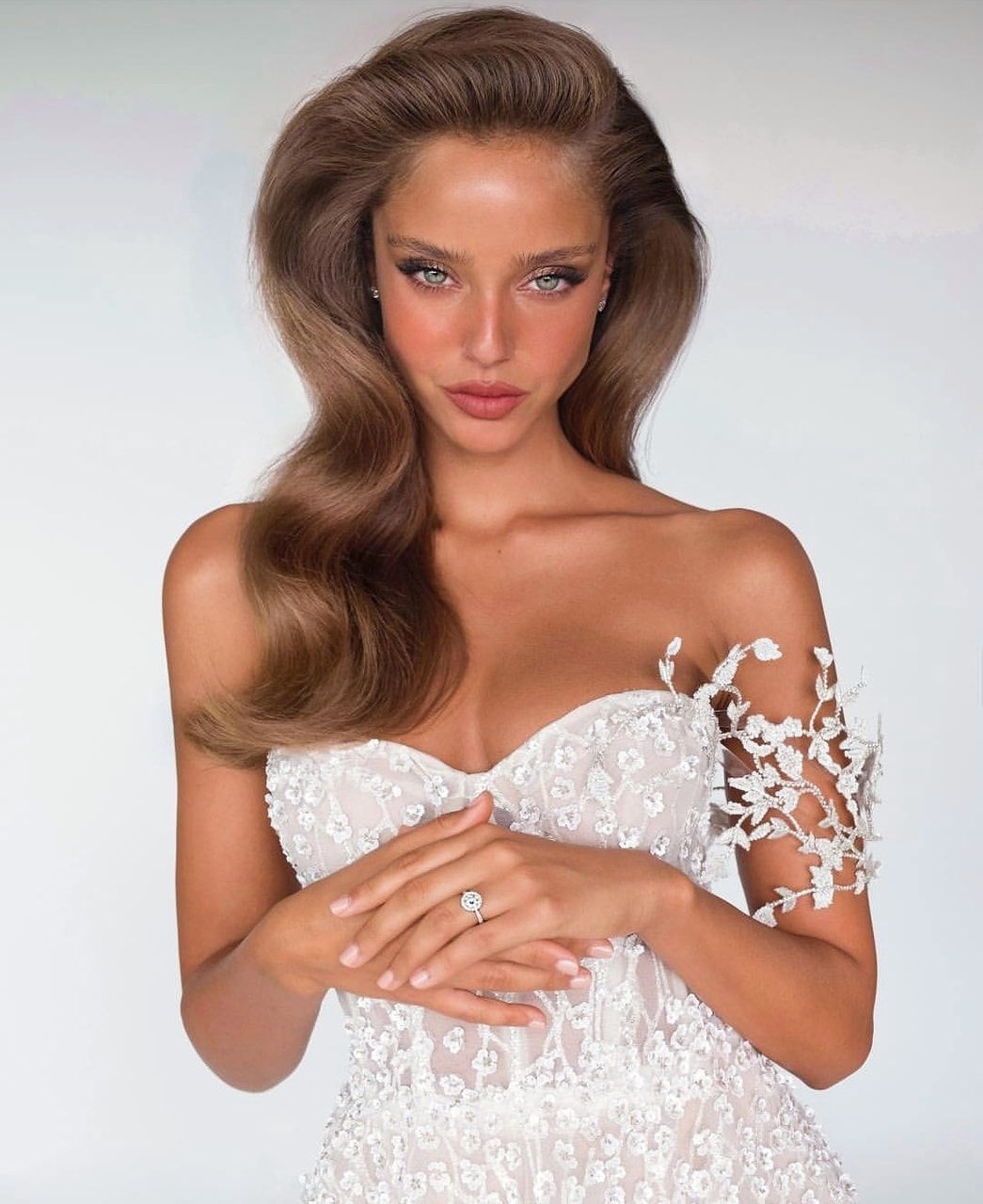 brown hair, fashion, beauty and white dress