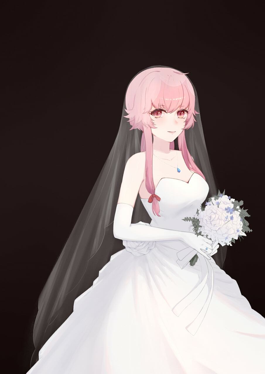 sexy, pink eyes, mirai nikki and pink hair