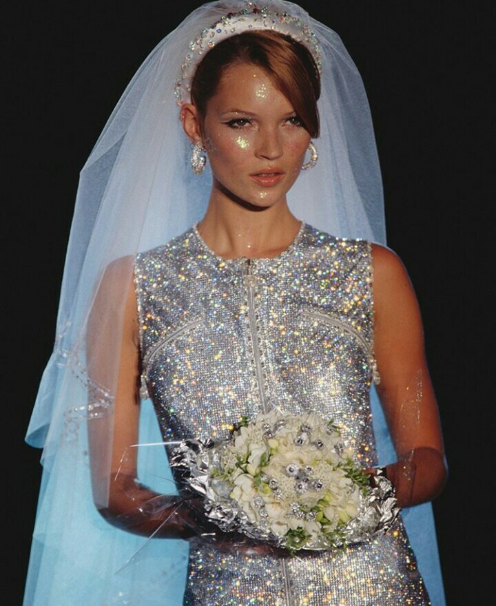 glitter, wedding dress, 90s and aesthetic