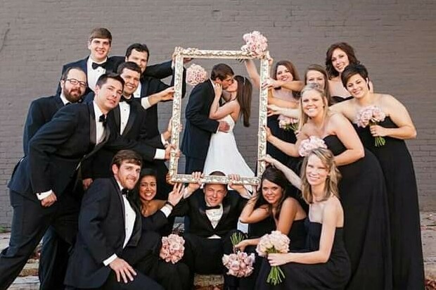 groom, wedding pictures and bridemaids