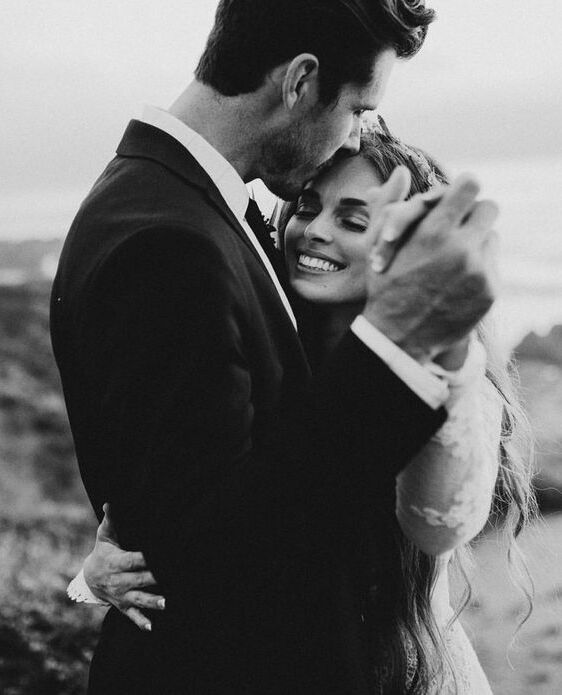 kiss, smile, black and white and marriage
