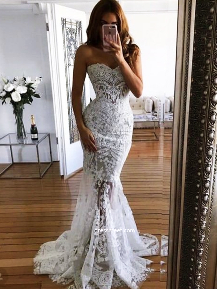 2020 wedding dress, bridal dress, lace wedding dress and sweetheart wedding dress