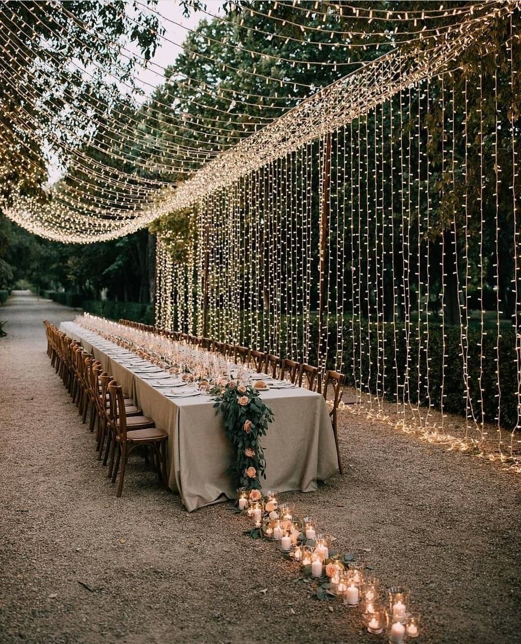 garden, lights, table and outdoor