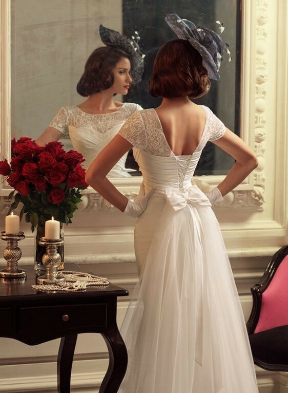 retro, old, wedding dress and girl