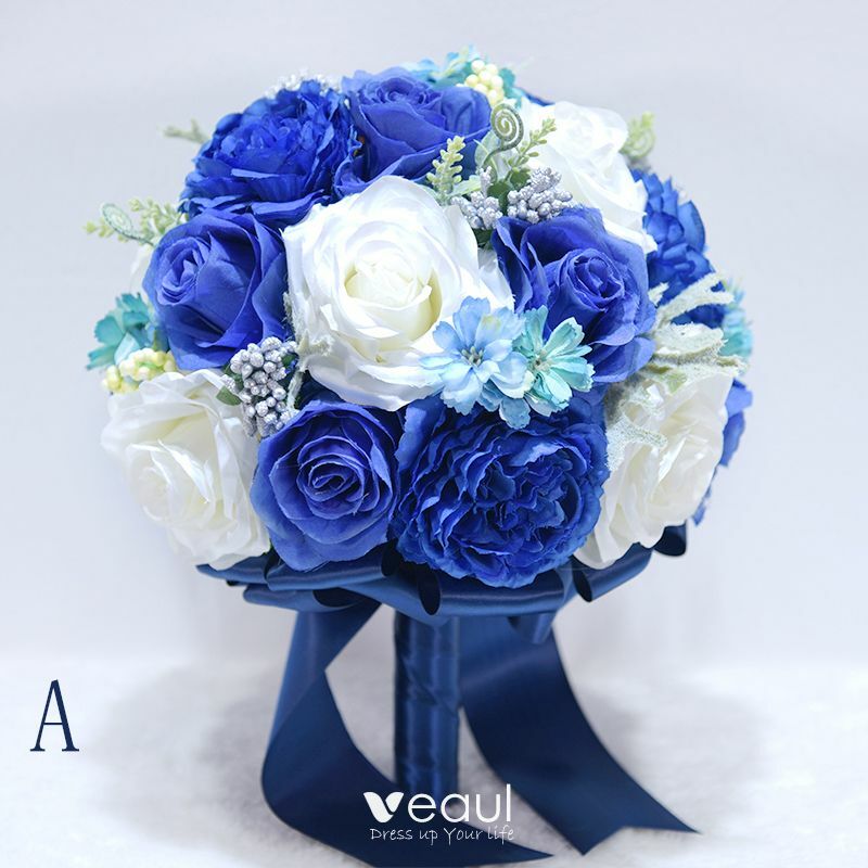 wedding accessories, bridal, holding flowers and royal blue flower