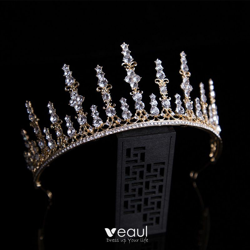 tiara, gold accessories, rhinestone and bridal hair accessories