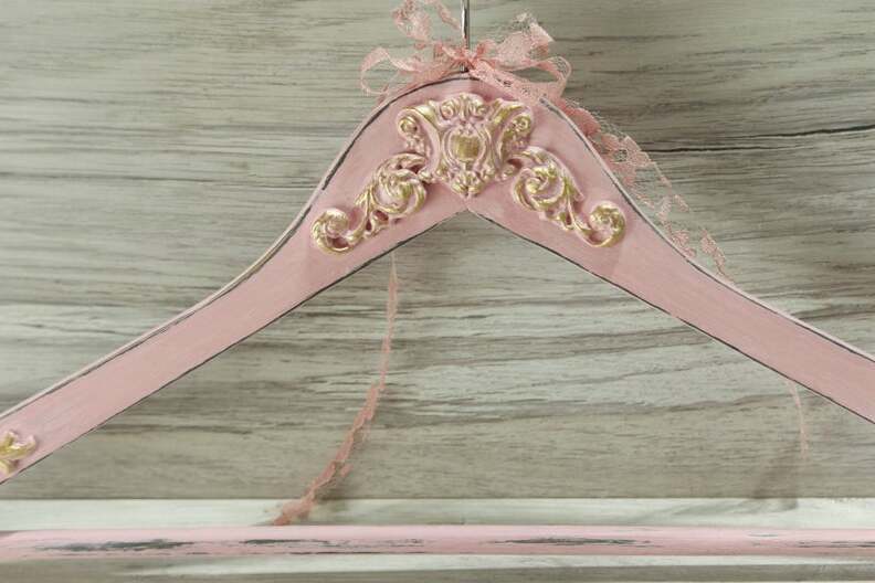 shower party, antique hanger, wedding hanger and wedding dress hanger