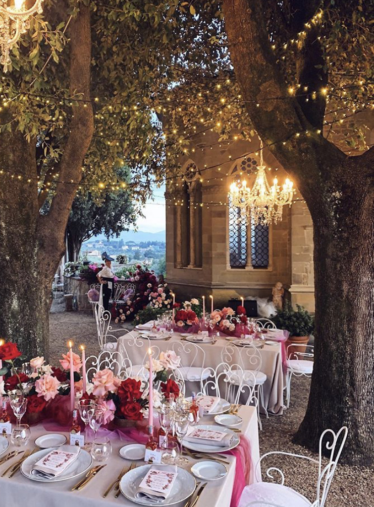 bride, party, mise en place and garden