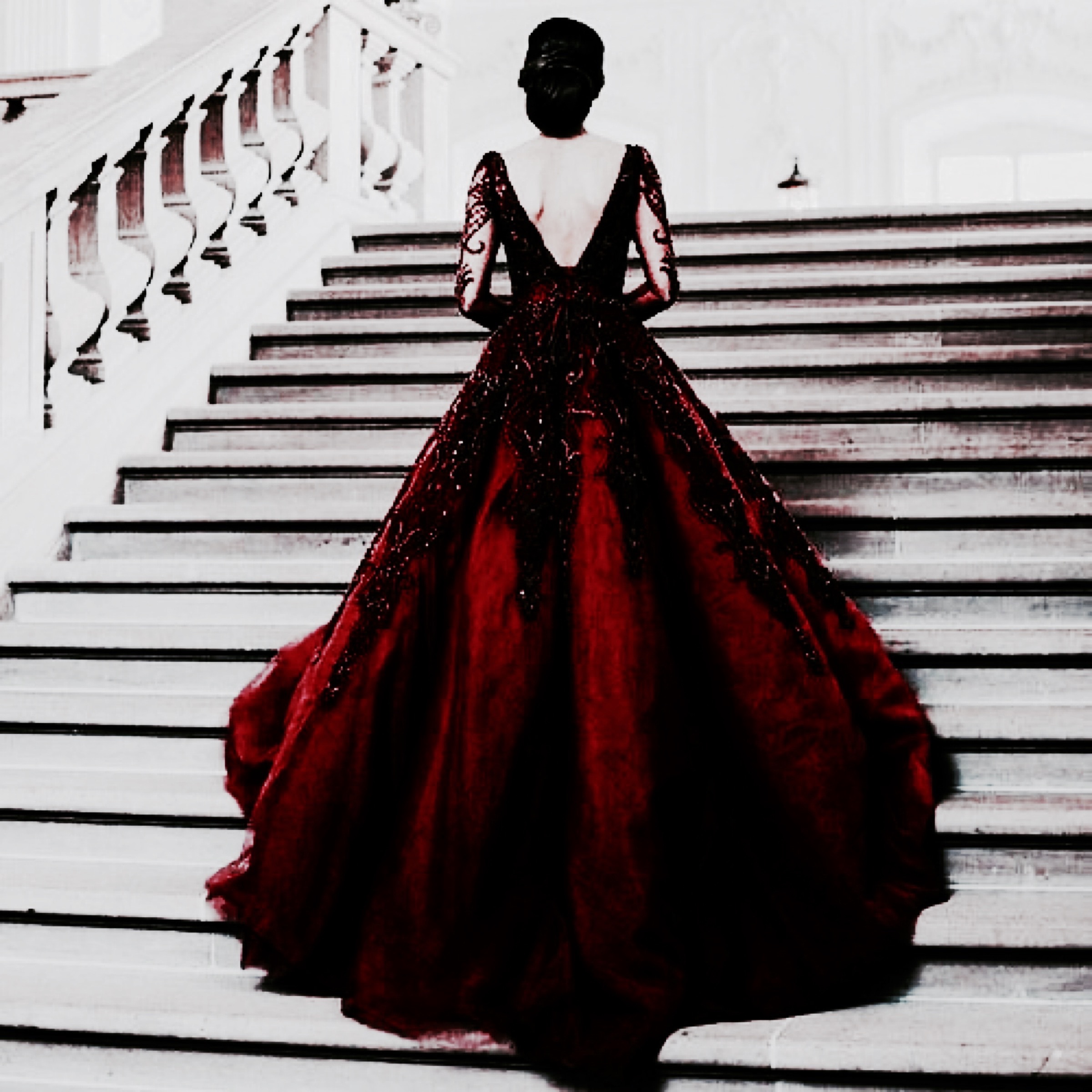wedding dress, prom dress, flowers and red