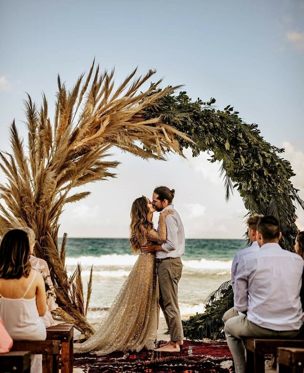 beach, arch, reception and ceremony