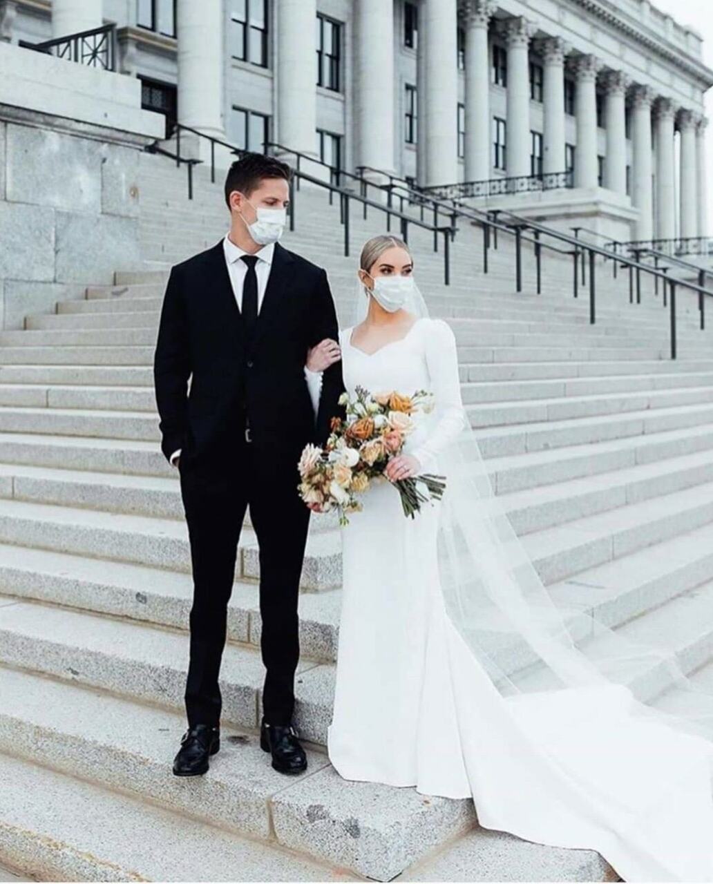 couple, mask, dress and love
