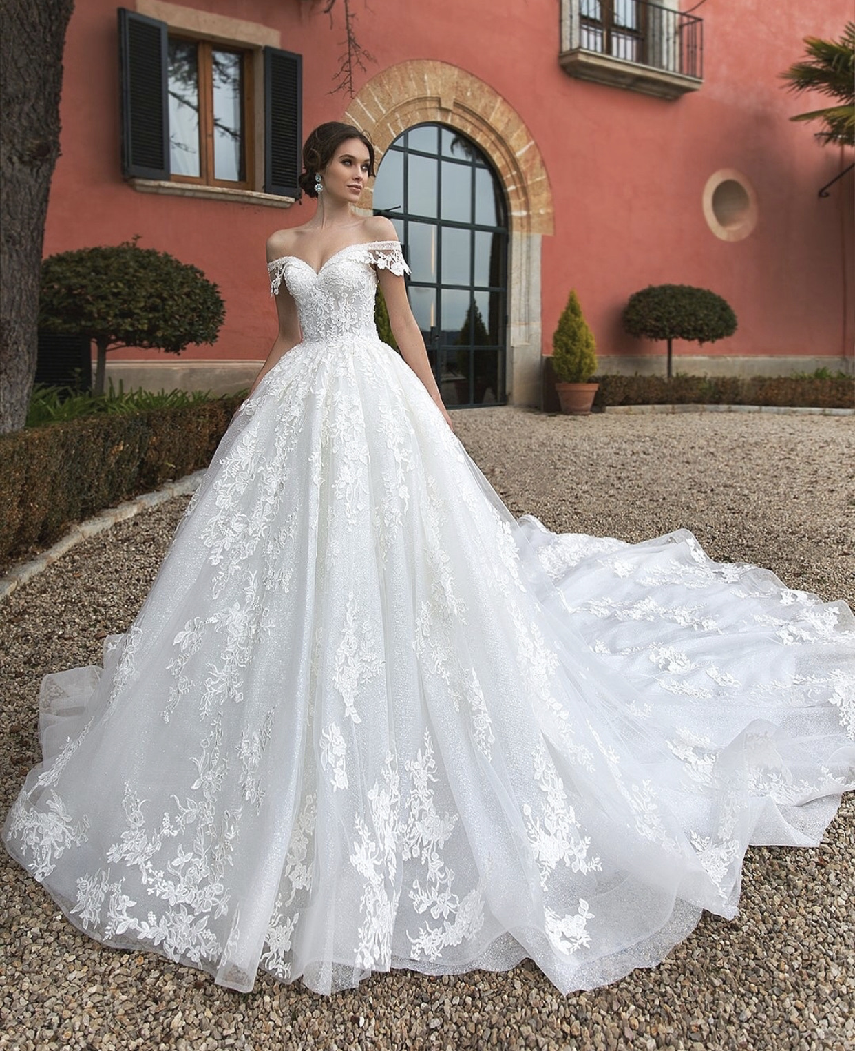 wedding dress, dress, princess dress and white