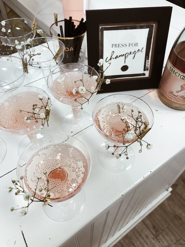 champagne, floral, chic and rose