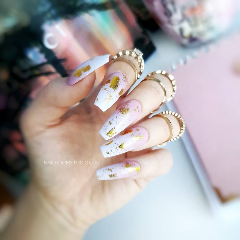 holo fake nails, etsy, wedding fake nails and lavender nails