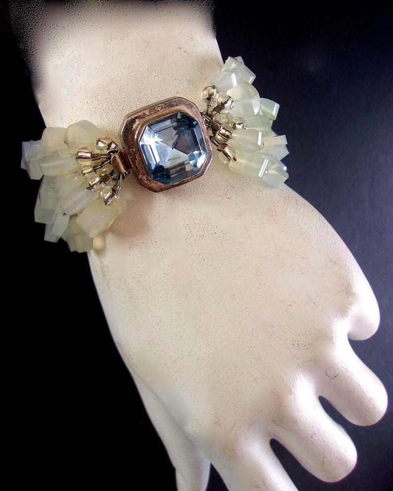 gift for her, gemstone bracelet, chalcedony bracelet and 925 beaded bracelet