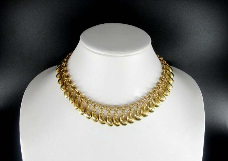 gold tone, etsy, beaded drop necklace and wedding necklace
