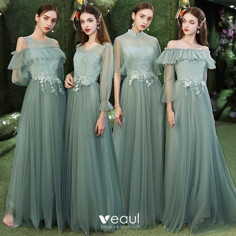 long dress, bridesmaids, affordable dress and green dress