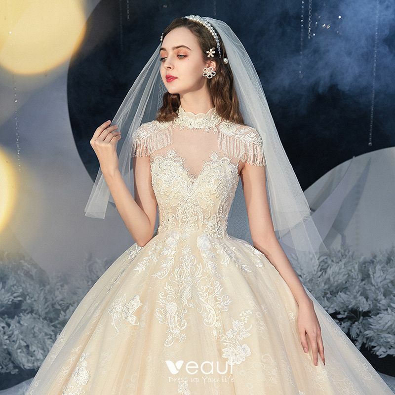 hign neck wedding dress, wedding dress 2020, tulle wedding gown and bridal gown