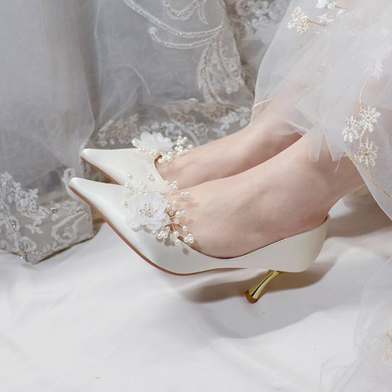 wedding shoes, stiletto heels, leather and pearl