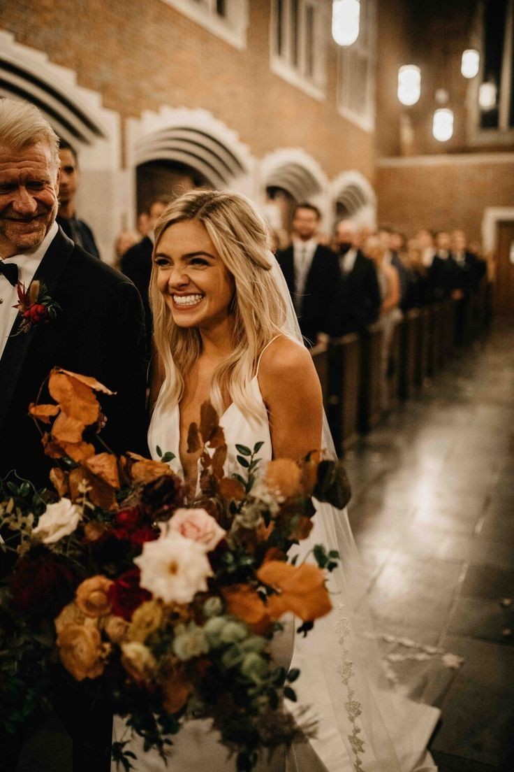 love, wedding dress, bouquet and church
