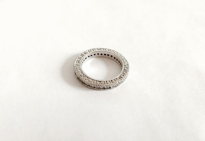 sparkling ring, vintage jewelry, cz encrusted band and brilliant cut czs