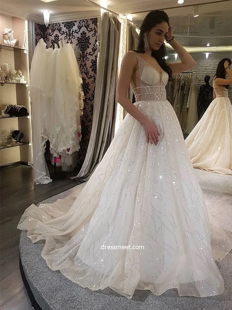 sequins wedding dresses, wedding dresses, open back wedding dresses and 2020 wedding dresses