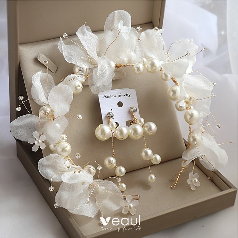 wedding accessories, pearl, earrings and silk flower