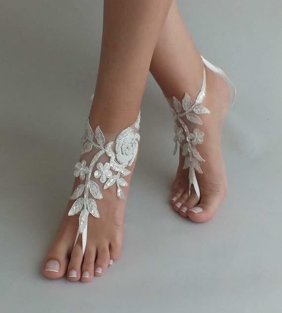 beach wedding, beach sandal, etsy and ivory silver sandal