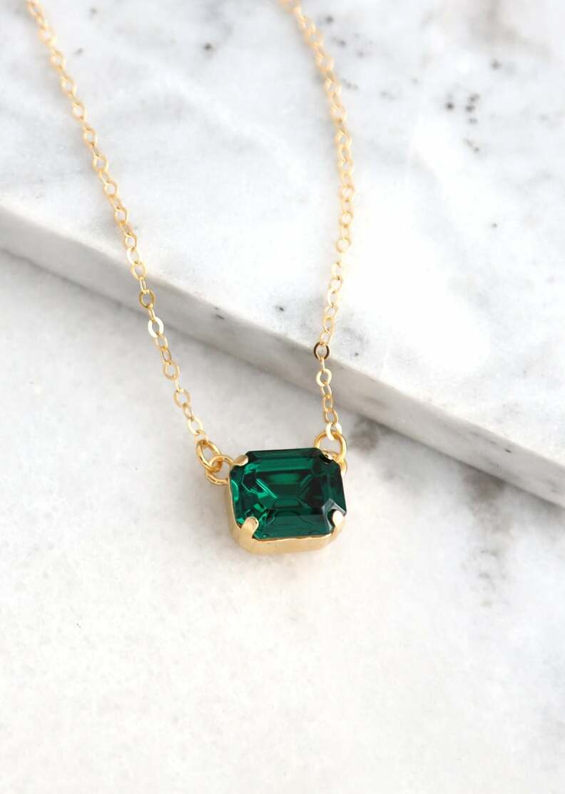 classic necklace, swarovski necklace, bridesmaids gifts and green necklace