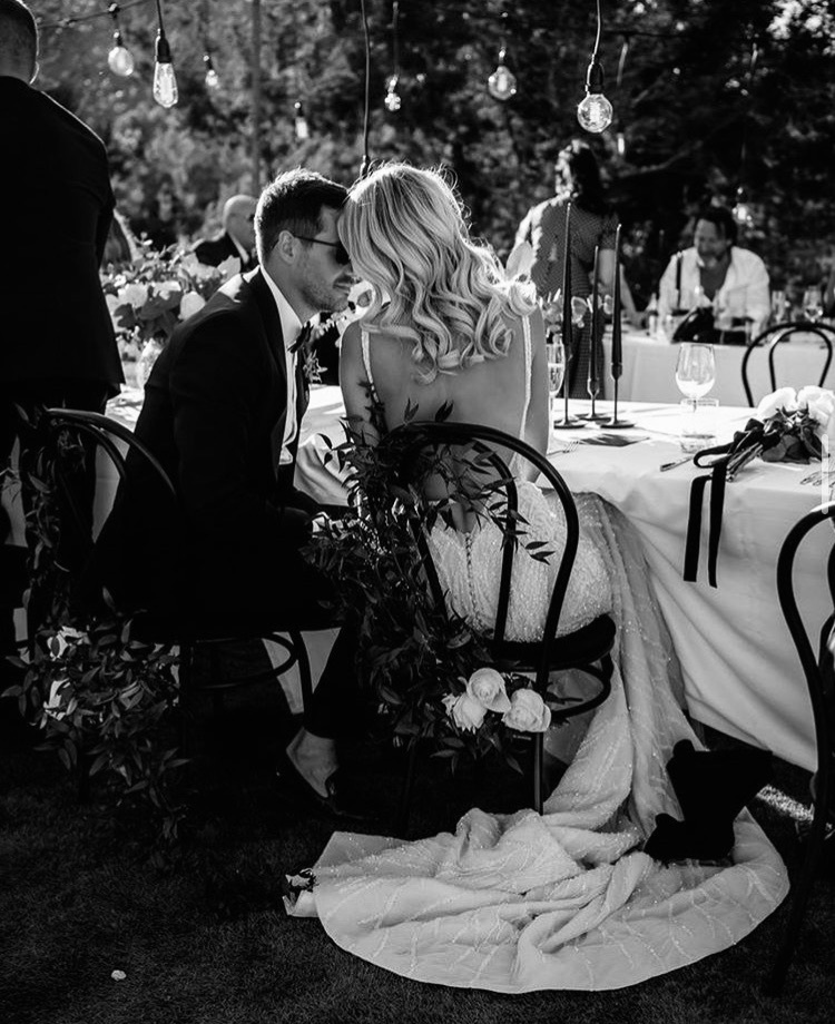 couple, diner, wife and wedding dress