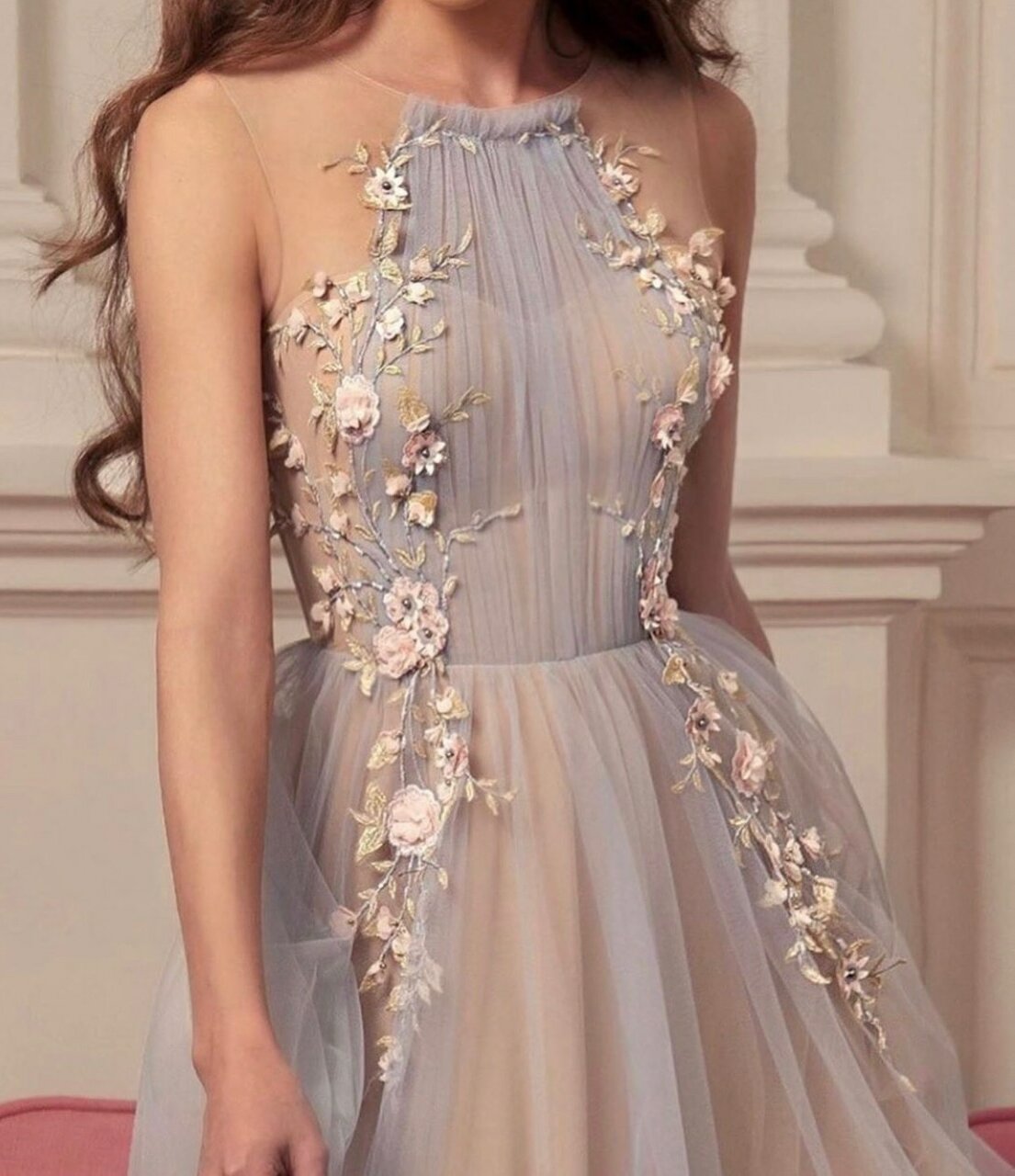 dress, lovely, rose and hair