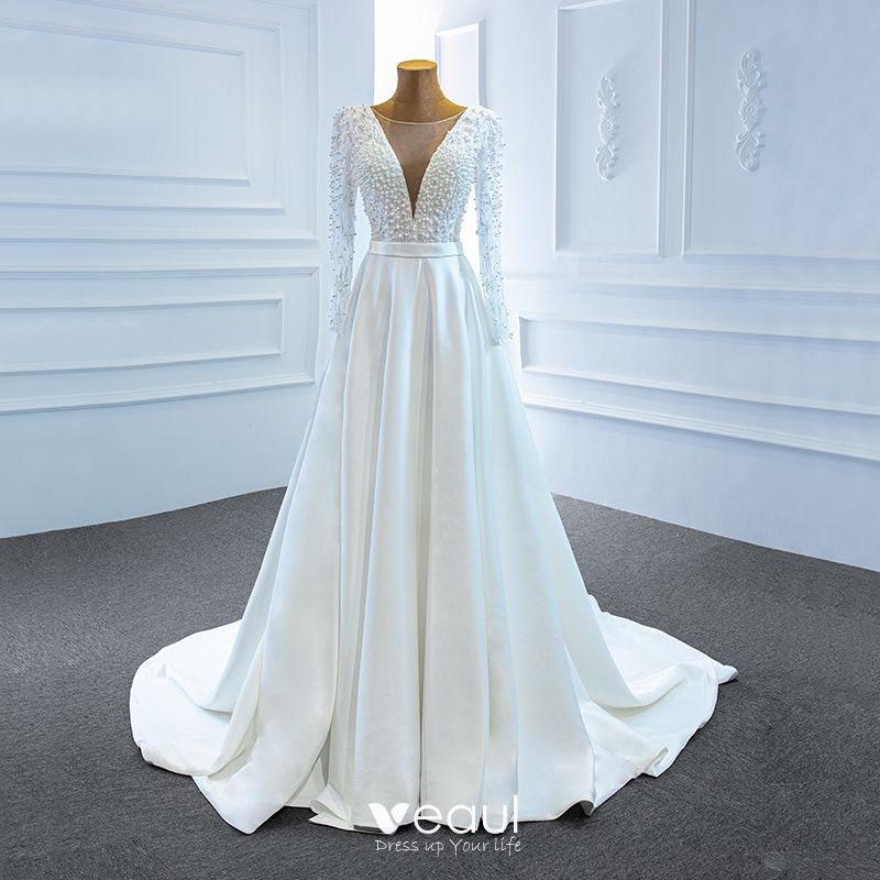 outdoor wedding dress, white wedding dress, wedding dress and satin wedding dress