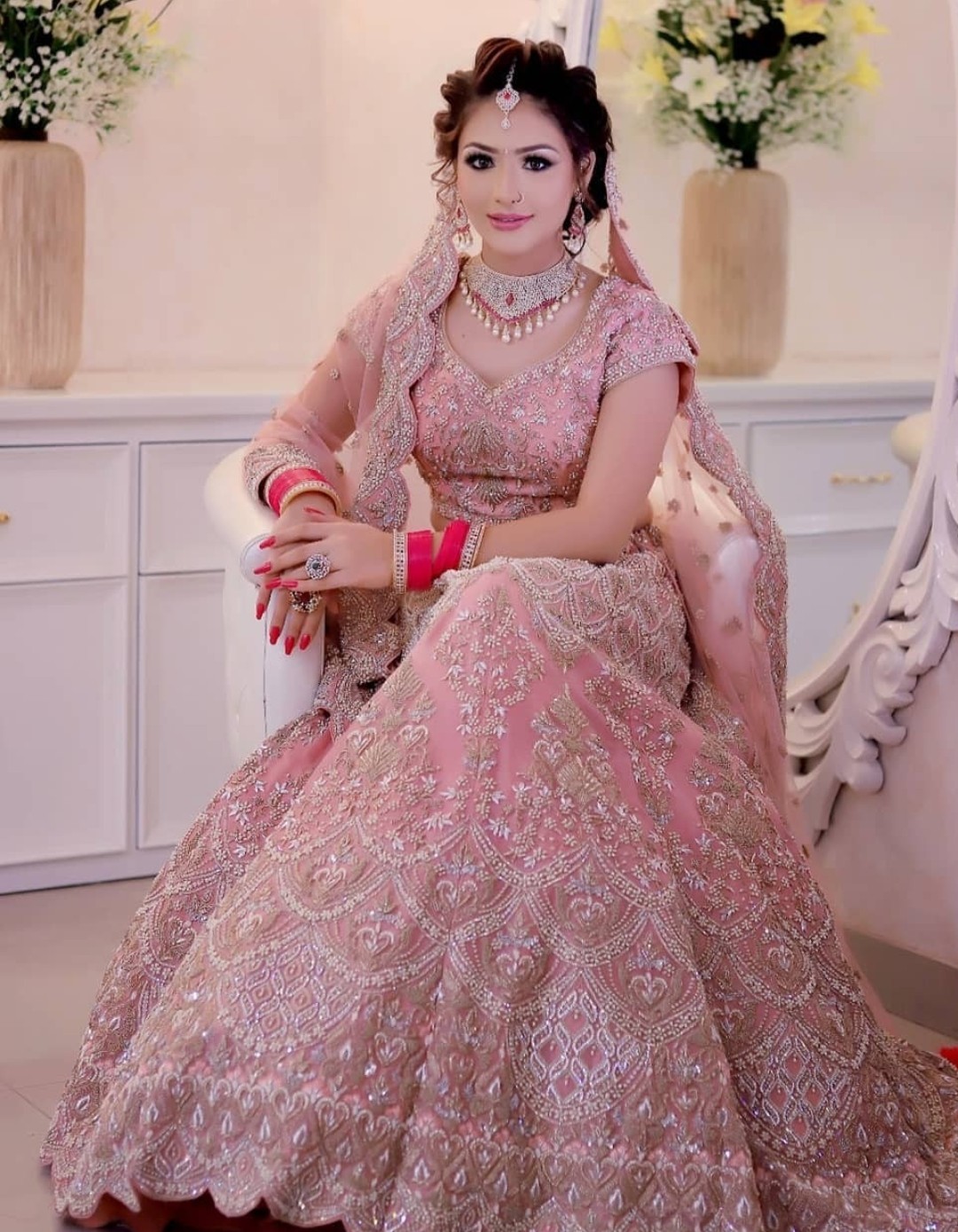 makeup, pink dress, beauty and bridal