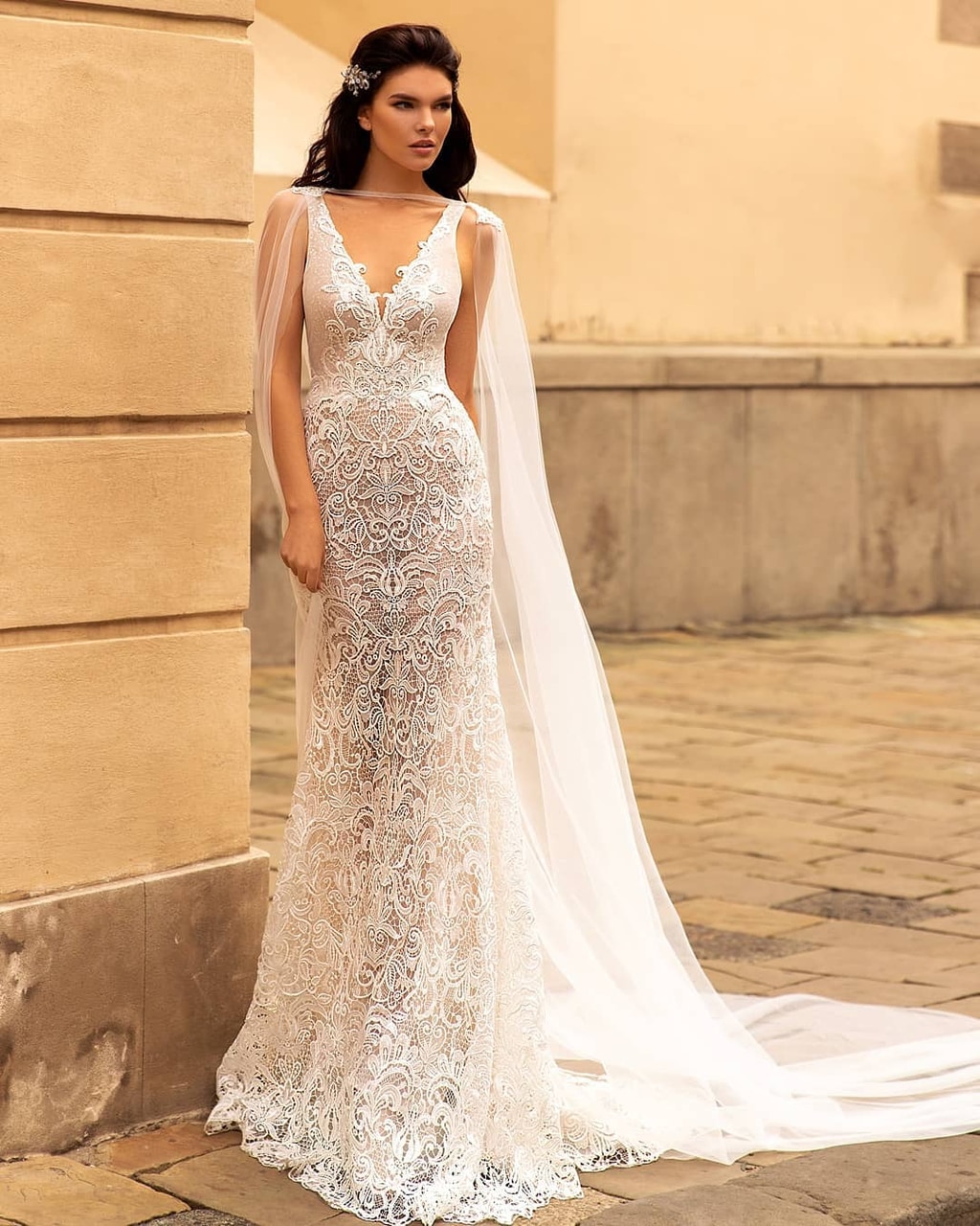 dentelle, long, wedding dress and marriage
