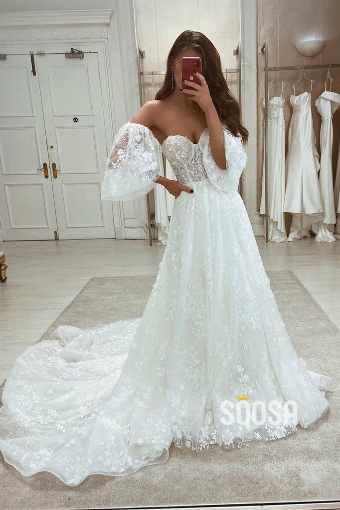 wedding dress, fashion, bridal gown and lace wedding dress