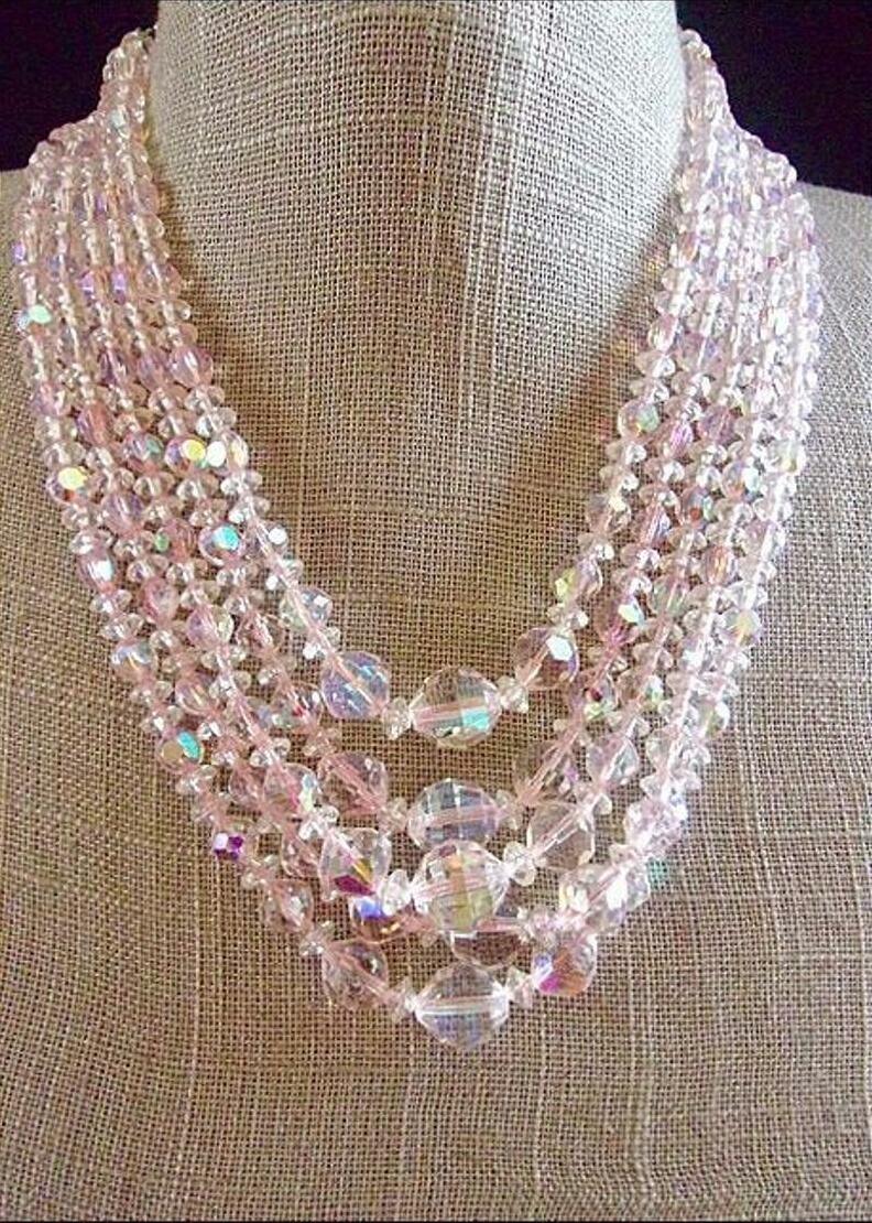 etsy, renaissance fair, ab crystal beads and crystal necklace