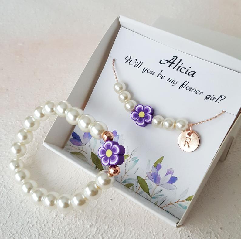 personalized jewelry, flower girl jewelry, flower girl gift and etsy