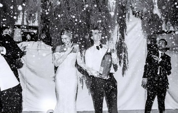 couple, love, champagne and groom