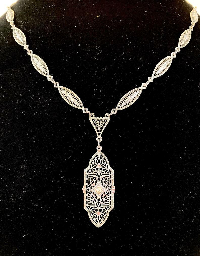 estate jewelry, wedding jewelry, silver filigree and filigree necklace