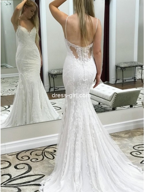 backless wedding dress, white wedding dress, bridal gown and lace wedding dress