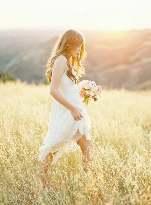 pretty, bride, outdoor and sunshine