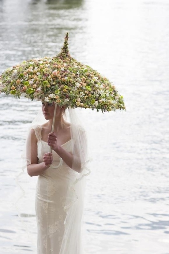 rain, flowers and umbrella