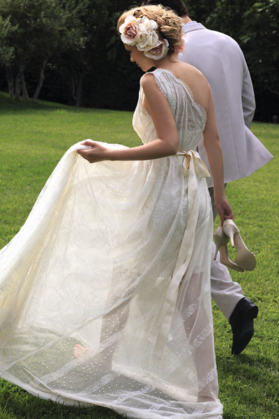 bride, white and nature