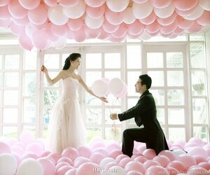 white, romantic and ballons