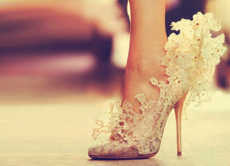 wedding shoes, vintage and lace