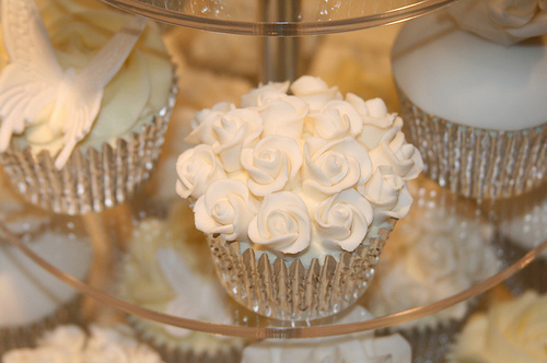 white, roses and cupcake